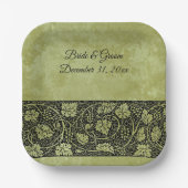 ヴィンテージウェディングビクトリアンブドウつる植物葉 ペーパープレート (正面)