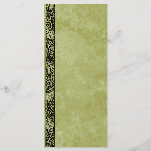 ヴィンテージウェディングビクトリアンブドウつる植物葉 メニュー (裏面)