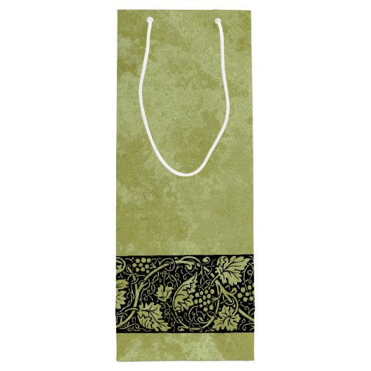 ヴィンテージウェディングビクトリアンブドウつる植物葉 ワインギフトバッグ (裏面)