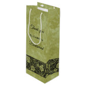 ヴィンテージウェディングビクトリアンブドウつる植物葉 ワインギフトバッグ (正面アングル)