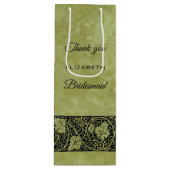 ヴィンテージウェディングビクトリアンブドウつる植物葉 ワインギフトバッグ (正面)