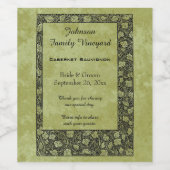 ヴィンテージウェディングビクトリアンブドウつる植物葉 ワインラベル (シングルラベル)