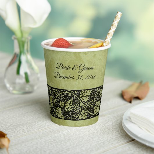 ヴィンテージウェディングビクトリアンブドウつる植物葉 紙コップ (インサイチュ)