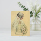 ヴィンテージウェディングビクトリアン、新婦が日付を保存 案内ポストカード (スタンド正面)