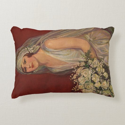 ヴィンテージウェディングビクトリアン、花嫁ブライダルポートレート アクセントクッション (正面)