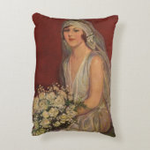 ヴィンテージウェディングビクトリアン、花嫁ブライダルポートレート アクセントクッション (裏面(縦))