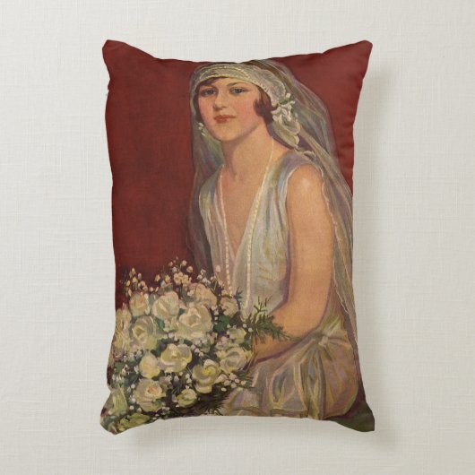 ヴィンテージウェディングビクトリアン、花嫁ブライダルポートレート アクセントクッション (正面(垂直))