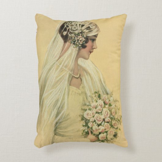 ヴィンテージウェディングビクトリアン、花嫁ブライダルポートレート アクセントクッション (正面(垂直))