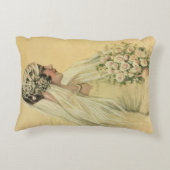 ヴィンテージウェディングビクトリアン、花嫁ブライダルポートレート アクセントクッション (裏面)