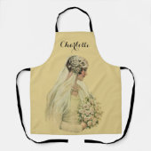 ヴィンテージウェディングビクトリアン、花嫁ブライダルポートレート エプロン (正面)