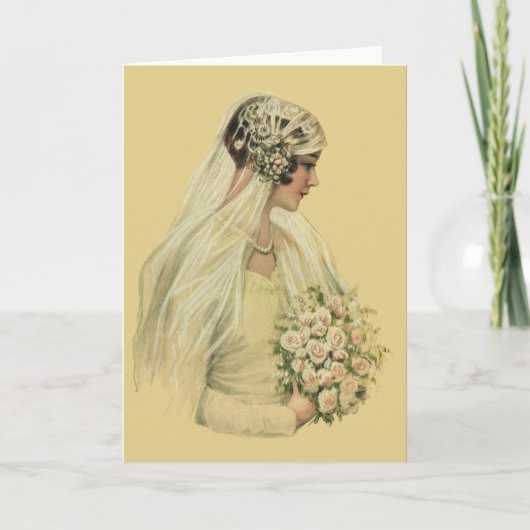 ヴィンテージウェディングビクトリアン、花嫁ブライダルポートレート カード (正面)