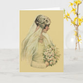 ヴィンテージウェディングビクトリアン、花嫁ブライダルポートレート カード (黄色い花)