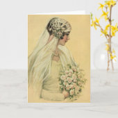 ヴィンテージウェディングビクトリアン、花嫁ブライダルポートレート カード (黄色い花)