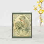 ヴィンテージウェディングビクトリアン、花嫁ブライダルポートレート カード (黄色い花)