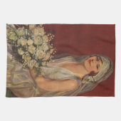 ヴィンテージウェディングビクトリアン、花嫁ブライダルポートレート キッチンタオル (横)