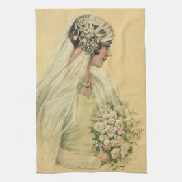 ヴィンテージウェディングビクトリアン、花嫁ブライダルポートレート キッチンタオル