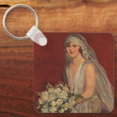 ヴィンテージウェディングビクトリアン、花嫁ブライダルポートレート キーホルダー (正面)