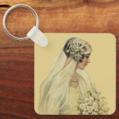 ヴィンテージウェディングビクトリアン、花嫁ブライダルポートレート キーホルダー (正面)