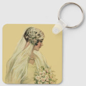 ヴィンテージウェディングビクトリアン、花嫁ブライダルポートレート キーホルダー (裏面)