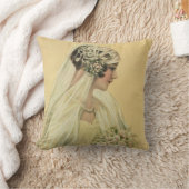 ヴィンテージウェディングビクトリアン、花嫁ブライダルポートレート クッション (ブランケット)