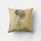 ヴィンテージウェディングビクトリアン、花嫁ブライダルポートレート クッション (裏面)