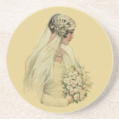 ヴィンテージウェディングビクトリアン、花嫁ブライダルポートレート コースター (正面)