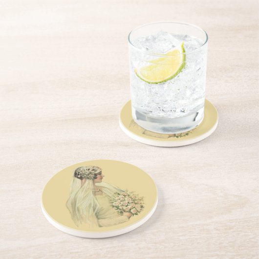 ヴィンテージウェディングビクトリアン、花嫁ブライダルポートレート コースター (側面)