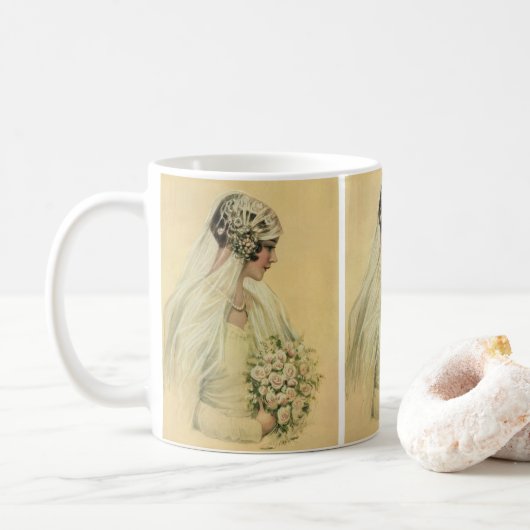 ヴィンテージウェディングビクトリアン、花嫁ブライダルポートレート コーヒーマグカップ (ドーナツ)