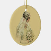ヴィンテージウェディングビクトリアン、花嫁ブライダルポートレート セラミックオーナメント (右)