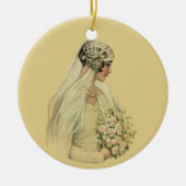 ヴィンテージウェディングビクトリアン、花嫁ブライダルポートレート セラミックオーナメント (正面)