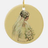 ヴィンテージウェディングビクトリアン、花嫁ブライダルポートレート セラミックオーナメント (裏面)