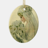 ヴィンテージウェディングビクトリアン、花嫁ブライダルポートレート セラミックオーナメント (右)