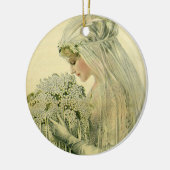 ヴィンテージウェディングビクトリアン、花嫁ブライダルポートレート セラミックオーナメント (左)