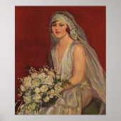 ヴィンテージウェディングビクトリアン、花嫁ブライダルポートレート ポスター (正面)