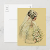 ヴィンテージウェディングビクトリアン、花嫁ブライダルポートレート ポストカード (正面/裏面)