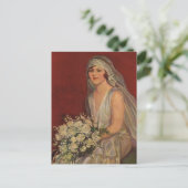 ヴィンテージウェディングビクトリアン、花嫁ブライダルポートレート ポストカード (スタンド正面)