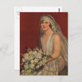 ヴィンテージウェディングビクトリアン、花嫁ブライダルポートレート ポストカード (正面/裏面)