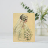 ヴィンテージウェディングビクトリアン、花嫁ブライダルポートレート ポストカード (スタンド正面)