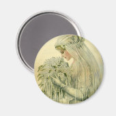 ヴィンテージウェディングビクトリアン、花嫁ブライダルポートレート マグネット (正面/裏面)