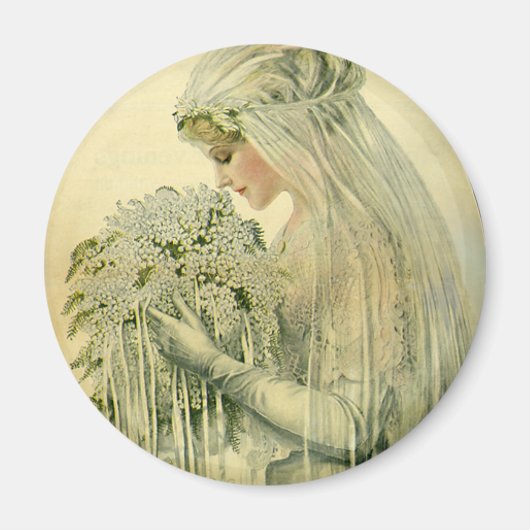 ヴィンテージウェディングビクトリアン、花嫁ブライダルポートレート マグネット (正面)