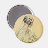 ヴィンテージウェディングビクトリアン、花嫁ブライダルポートレート マグネット (正面/裏面)