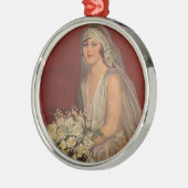ヴィンテージウェディングビクトリアン、花嫁ブライダルポートレート メタルオーナメント (左)