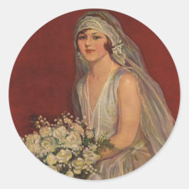ヴィンテージウェディングビクトリアン、花嫁ブライダルポートレート ラウンドシール