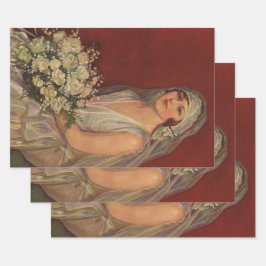 ヴィンテージウェディングビクトリアン、花嫁ブライダルポートレート ラッピングペーパーシート