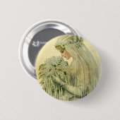 ヴィンテージウェディングビクトリアン、花嫁ブライダルポートレート 缶バッジ (正面&裏面)