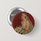 ヴィンテージウェディングビクトリアン、花嫁ブライダルポートレート 缶バッジ (正面&裏面)