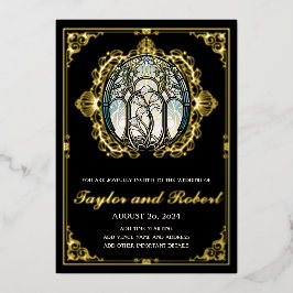 ヴィンテージウェディングフォイル招待状アールヌーボー 箔招待状