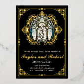 ヴィンテージウェディングフォイル招待状アールヌーボー 箔招待状 (正面)