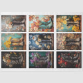 ヴィンテージウェディングフローラカウボーイブーツデコパージュ 薄葉紙 (正面)