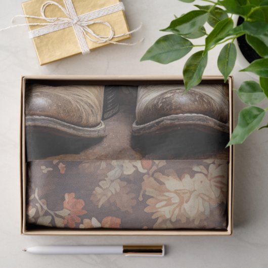 ヴィンテージウェディングフローラカウボーイブーツデコパージュ 薄葉紙 (ギフト)